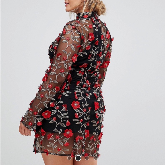 High Neck Embroidered Dress (Plus) - Picture 2 of 6